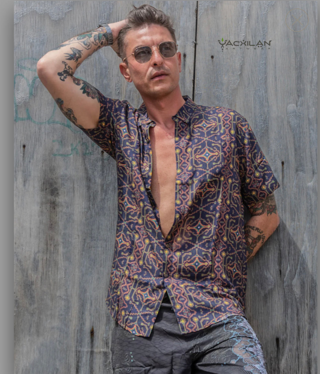 Psychedelic Bamboo Mens Button Down Shirt